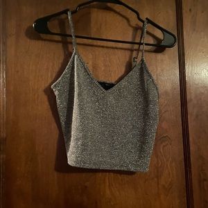 Forever 21 Grey Sparkly Crop Top